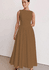 Vestido Longo Feminino, Vestido Sem Mangas, Decote Redondo, Cintura Alta, CASTANHO