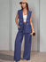 Colete Feminino, Conjunto Feminino, Colete Terno, Casual, Alfaiataria, Azul Marinho