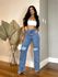 Calça Jeans feminino/Jeans rasgados//despojado/tendência /look/dia a dia/azul claro 