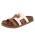 Papete Ilhabela Rasteira Multi Tiras Bicolor Caramelo/OffWhite