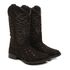 Bota Feminina Texana couro nobuck Café Gliter Preto Laser e Cravejada sola pre frezado