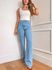 Calça Guta Wide Leg Cintura media - Jeans claro 