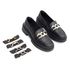 Mocassim Feminino em Couro Preto Com 3 Fivelas Copia