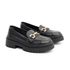 Mocassim Feminino em Couro Preto Com Fivela 1