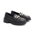 Mocassim Feminino em Couro Preto Com Fivela 2