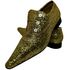 Sapato Masculino Italiano Em Couro Dourado Social Glitter Ref: D670 Outlet