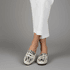 Sapato Social Feminino em Couro com estampa cor Off White