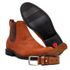KIT BOTA CHELSEA E CINTO COURO NOBUCK AVELUDADO CARAMELO.