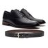 KIT SAPATO SOCIAL OXFORD COURO NOBRE PRETO + CINTO