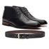 KIT SAPATO SOCIAL CANO LONGO COURO NOBRE PRETO + CINTO