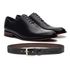 KIT SAPATO SOCIAL WHOLECUT COURO NOBRE PRETO + CINTO