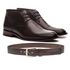 KIT SAPATO SOCIAL CANO LONGO COURO NOBRE CAFÉ + CINTO