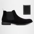 Botina Chelsea Masculina Couro Legítimo Nobuck + Carteira - Preto