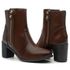 Bota Feminina com Salto Alto Couro Ecológico Lisa Cano Médio/Longo - Café