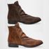 2 Botinas Shelby Cano Enrugado Masculina Couro Nobuck - Café + Gold
