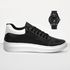 Tenis Masculino Casual Sola Alta Oversize Macquen com Relógio - Preto/Branco