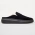Mule Masculino Sola Alta Loafer Derby em Camurça - Preto/Preto