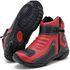 Bota de motociclista em couro legítimo nas cores vermelho e preto 304