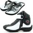 Coturno bota motociclista em couro legítimo preto e branco unissex 271 com chinelo Atron estampado