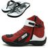 BOTA MOTOCICLISTA AS95 DE COURO LEGÍTIMO NAS CORES VERMELHO COM BRANCO 095 KIT CHINELO