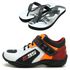 TÊNIS MOTOCICLISTA AS95 EM COURO LEGÍTIMO NAS CORES BRANCO VERMELHO E LARANJA 403 KIT CHINELO