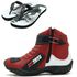 BOTA MOTOCICLISTA EM COURO LEGÍTIMO VERMELHO BRANCO E PRETO AS95 KIT CHINELO