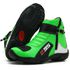 Bota motociclista de couro legítimo nas cores verde branco e preto com zíper AS95