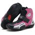 Bota motociclista AS-RACING respirável em couro legítimo nas cores preto branco e pink 406