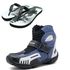 KIT CHINELO BOTA MOTOCICLISTA AS-RACING RESPIRÁVEL EM COURO LEGÍTIMO NAS CORES PRETO BRANCO E AZUL 406