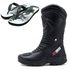 KIT CHINELO BOTA MOTOCICLISTA AS95-PRO EM COURO LEGÍTIMO NA COR PRETA 405