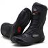 Bota motociclista cano médio couro legítimo semi-impermeável com ajuste em velcro na panturrilha na cor preta 420