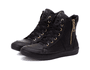 Tenis Sneaker Bawmi Cano Alto Feminino Preto com Ziper Dourado
