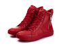 Tenis Sneaker Bawmi Cano Alto Feminino Vermelho com Ziper Dourado