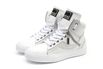 Tenis Sneaker Bawmi Cano Alto Feminino Branco / Gelo com Ziper