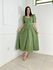 vestido linho verde militar