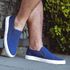 Sapatênis Slip On Couro Azul Nobuck Forro de Couro Berlutini