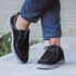 Sapato Casual Couro Legítimo Nobuck Preto Sola Transparente Forro de Couro