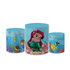 Trio Capas de Cilindros Sublimados Decorativo Tema Infantil Menina Princesa Ariel Pequena Sereia