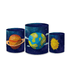 Trio Capas de Cilindros Sublimados Decorativo Tema Astronauta Colorido Decoração Infantil Menino