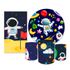 Kit Casadinho Capa Painel Redondo + Retangular + Trio Capas de Cilindro Tema Astronauta Decoração Menino Infantil