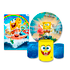 Kit Casadinho Capa Painel Redondo + Retangular + Trio Capas de Cilindro Tema Bob Sponja Decoração Infantil