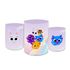 Trio Capas de Cilindros Sublimados Decorativo Tema Infantil Bolofofos Decoração Festa Menino Menina Colorido