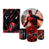 Kit Casadinho Capa Painel Redondo + Retangular + Trio Capas de Cilindro Tema Dead Pool Decoração Menino