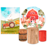 Kit Casadinho Capa Painel Redondo + Retangular + Trio Capas de Cilindro Tema Decorativo Fazendinha Animais Infantil
