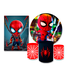 Kit Casadinho Capa Painel Redondo + Retangular + Trio Capas de Cilindro Tema Homem Aranha Herói Peter Parker Decoração Infantil