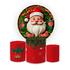 Kit Capa Painel Redondo + Trio Capas de Cilindros Decorativo Tema Feliz Natal Data Especial Comemoração
