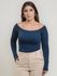 Blusa Amanda Ombro a Ombro Manga Longa Azul