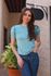 Blusa Mangas Renda - Azul