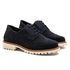 Sapato Mocassim Feminino Oxford Cora Em Couro Legítimo Camurça Marinho