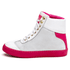 Tênis Sneaker Couro Legitimo Branco Rosa Calçado Fitness 